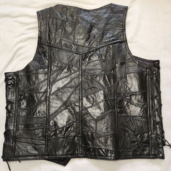 Genuine Leather Motorcycle Vest For Men Size Medium Black Buffallow Leather A3 - Picture 2 of 12
